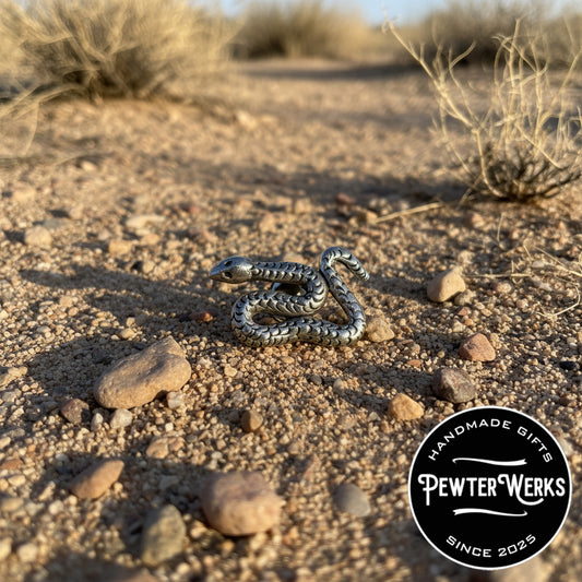Handmade Pewter Lapel Pin 'Snake' Gift Bag Included.