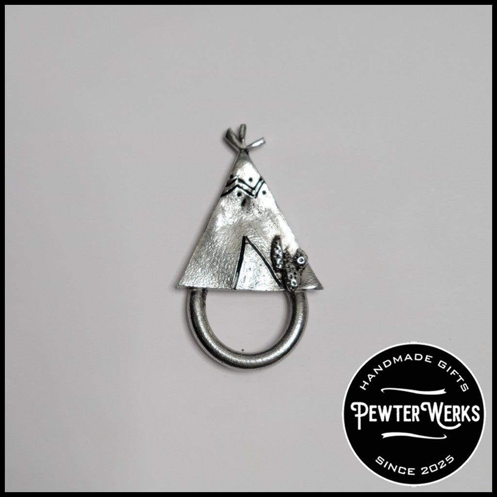 Handmade Pewter Eyeglass / ID Badge Holder Pin 'Tee Pee' Gift Bag Included.