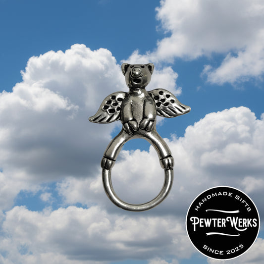 Handmade Pewter Eyeglass / ID Badge Holder Pin 'When Pigs Fly' Gift Bag Included.