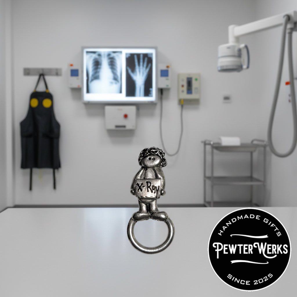 Handmade Pewter Eyeglass / ID Badge Holder Pin 'X-Ray Tech' Gift Bag Included.