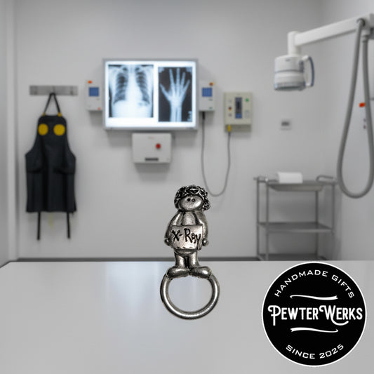 Handmade Pewter Eyeglass / ID Badge Holder Pin 'X-Ray Tech' Gift Bag Included.
