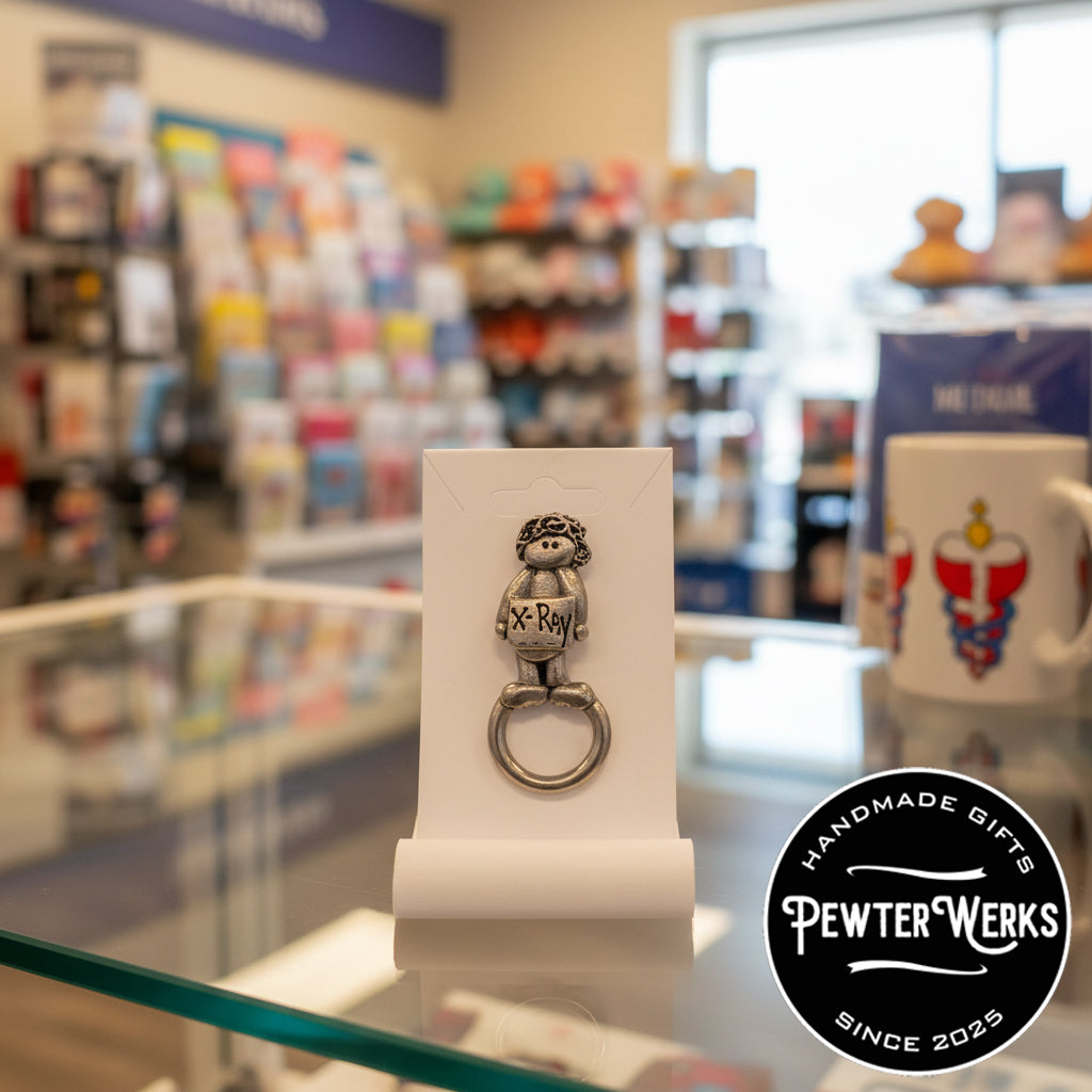 Handmade Pewter Eyeglass / ID Badge Holder Pin 'X-Ray Tech' Gift Bag Included.