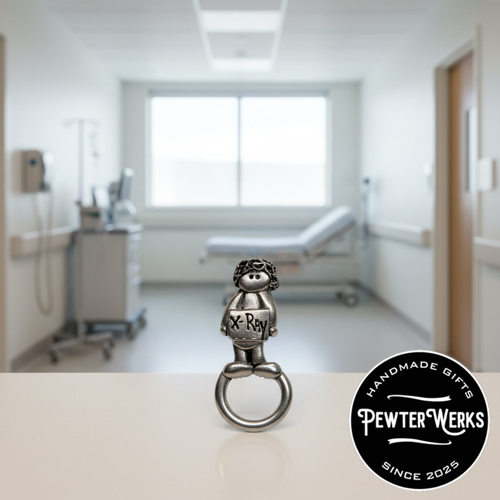 Handmade Pewter Eyeglass / ID Badge Holder Pin 'X-Ray Tech' Gift Bag Included.