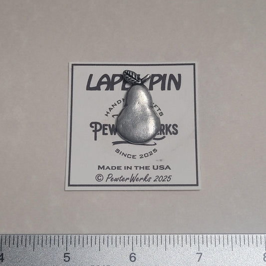 Handmade Pewter Lapel Pin 'Pear' Gift Bag Included