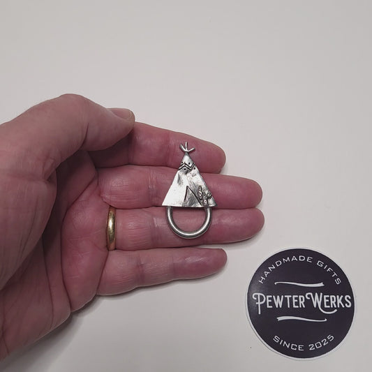 Handmade Pewter Eyeglass / ID Badge Holder Pin 'Tee Pee' Gift Bag Included.