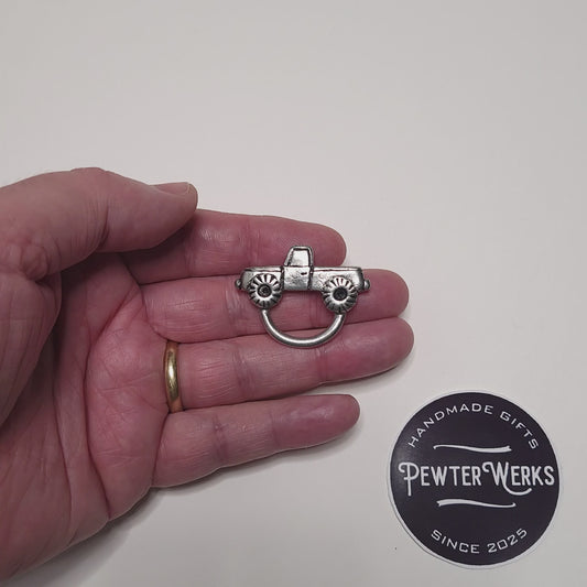 Handmade Pewter Eyeglass / ID Badge Holder Pin 'Truck' Gift Bag Included.