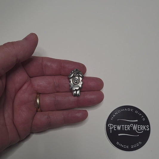 Handmade Pewter Lapel Pin 'Little Lamb' Gift Bag Included.