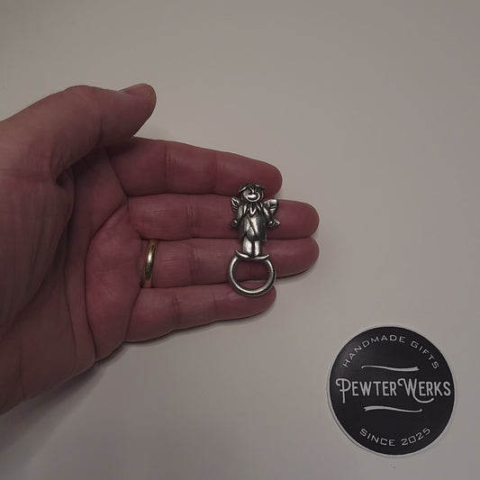 Handmade Pewter Eyeglass / ID Badge Holder Pin 'Elf' Gift Bag Included.