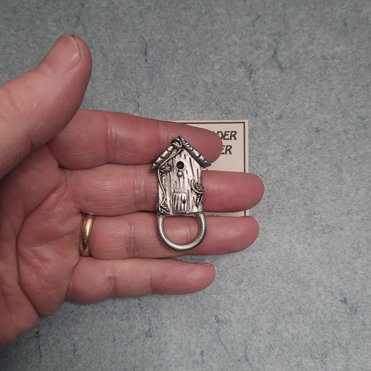 Handmade Pewter Eyeglass / ID Badge Holder Pin 'Birdhouse' Gift Bag Included.