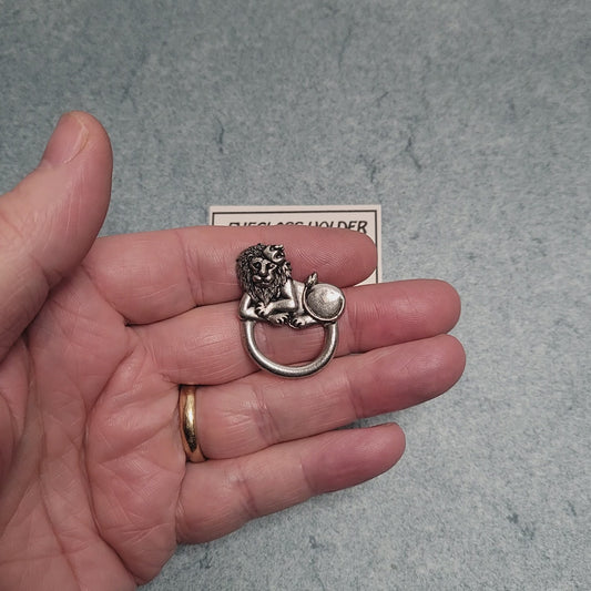 Handmade Pewter Eyeglass / ID Badge Holder Pin 'Lion King' Gift Bag Included.