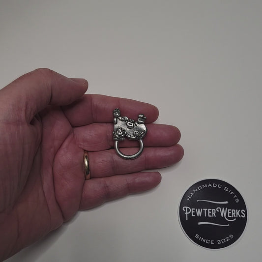 Handmade Pewter Eyeglass / ID Badge Holder Pin 'Lived in a Shoe' Gift Bag Included.