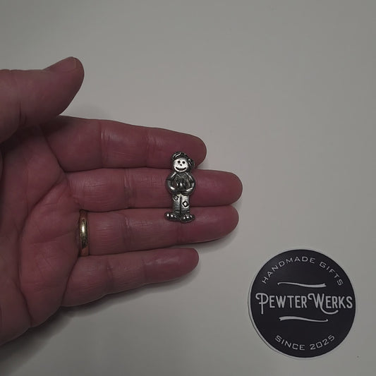Handmade Pewter Lapel Pin 'Boy with a Baseball' Gift Bag Included.