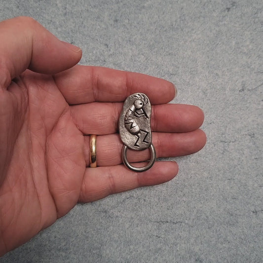 Handmade Pewter Eyeglass / ID Badge Holder Pin 'Kachina' Gift Bag Included.