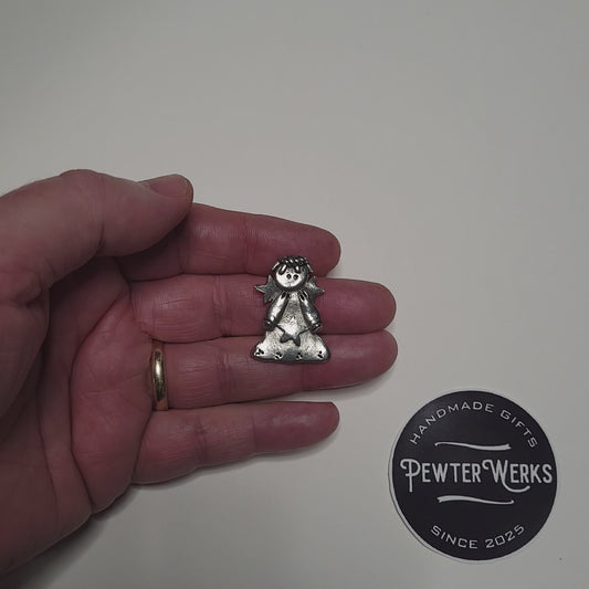 Handmade Pewter Lapel Pin 'Star Angel' Gift Bag Included.