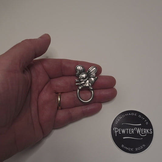 Handmade Pewter Eyeglass / ID Badge Holder Pin 'Busy Bee' Gift Bag Included.