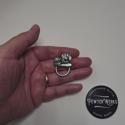 Handmade Pewter Eyeglass / ID Badge Holder Pin 'Baseball' Gift Bag Included.