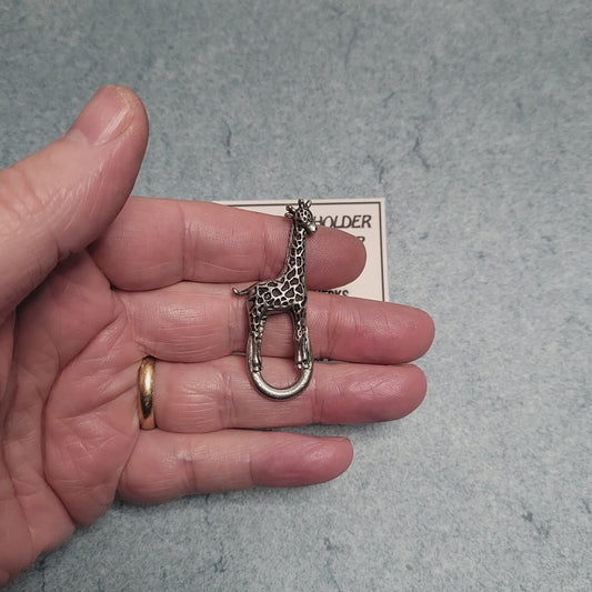 Handmade Pewter Eyeglass / ID Badge Holder Pin 'Giraffe' Gift Bag Included.
