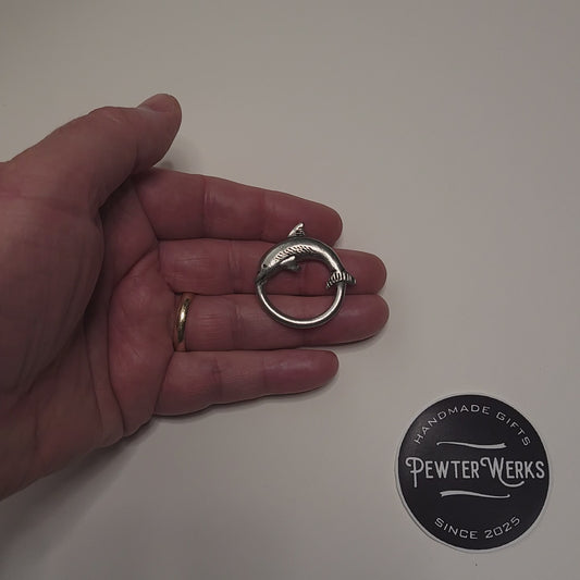 Handmade Pewter Eyeglass / ID Badge Holder Pin 'Dolphin' Gift Bag Included.
