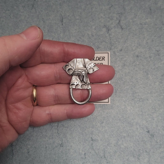 Handmade Pewter Eyeglass / ID Badge Holder Pin 'Kimono' Gift Bag Included.