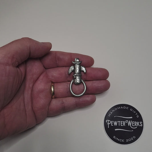 Handmade Pewter Eyeglass / ID Badge Holder Pin 'Cactus Cowboy' Gift Bag Included.