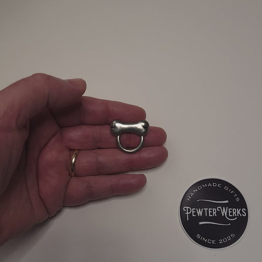 Handmade Pewter Eyeglass / ID Badge Holder Pin 'Dog Bone' Gift Bag Included.