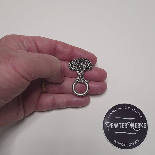 Handmade Pewter Eyeglass / ID Badge Holder Pin 'Tree' Gift Bag Included.