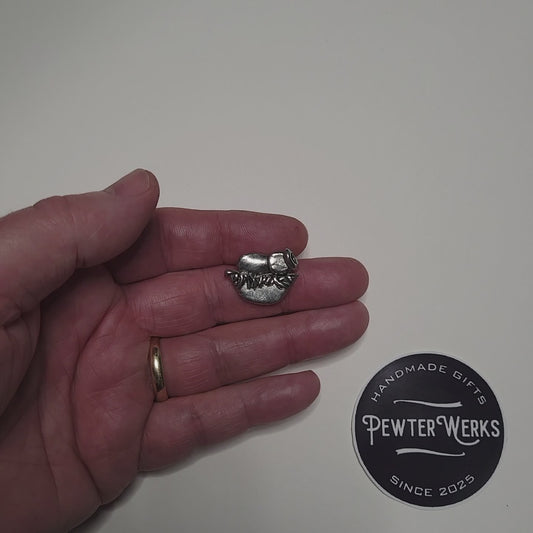 Handmade Pewter Lapel Pin 'Baby Jesus' Gift Bag Included.