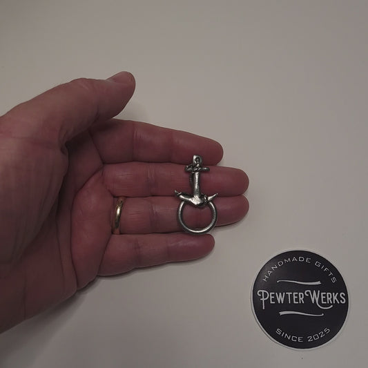 Handmade Pewter Eyeglass / ID Badge Holder Pin 'Anchor' Gift Bag Included.