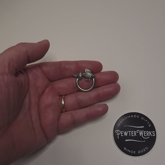 Handmade Pewter Eyeglass / ID Badge Holder Pin 'Angel Fish' Gift Bag Included.