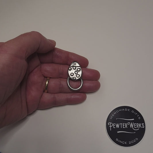 Handmade Pewter Eyeglass / ID Badge Holder Pin 'Cartoon Ladybug' Gift Bag Included.