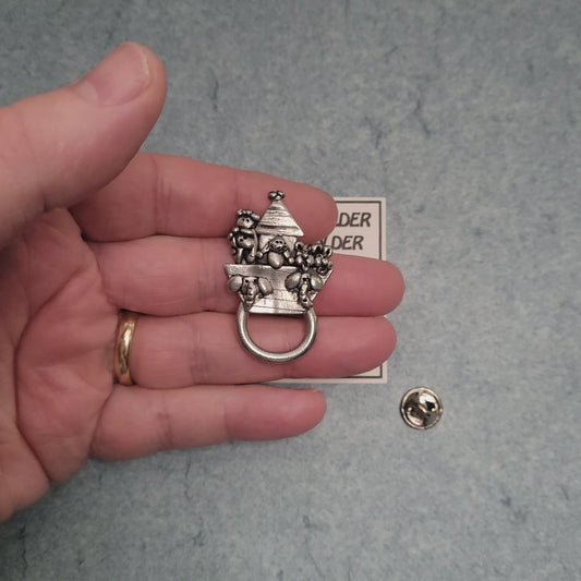 Handmade Pewter Eyeglass / ID Badge Holder Pin 'Noah's Ark' Gift Bag Included.
