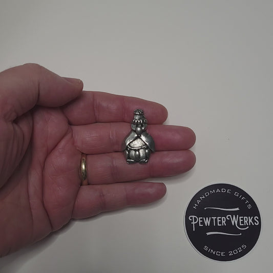 Handmade Pewter Lapel Pin 'Penguin with Lights' Gift Bag Included.