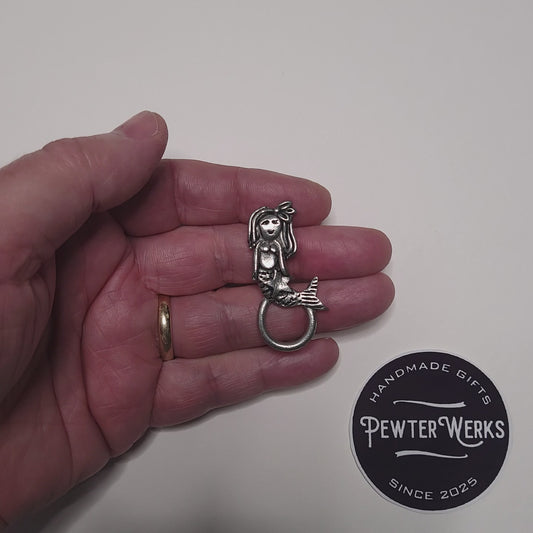 Handmade Pewter Eyeglass / ID Badge Holder Pin 'Mermaid' Gift Bag Included.