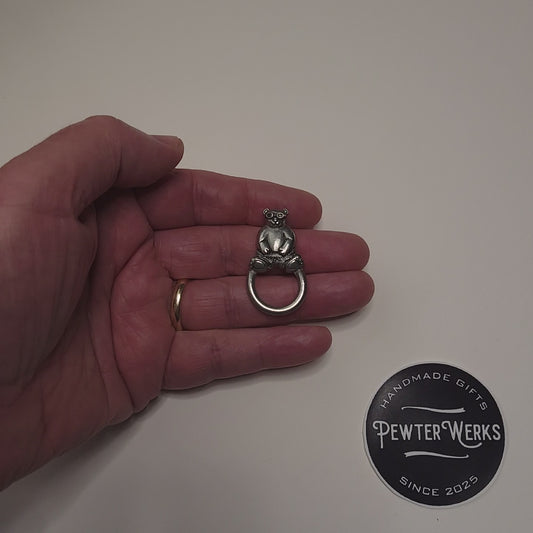 Handmade Pewter Eyeglass / ID Badge Holder Pin 'Beach Panda' Gift Bag Included.