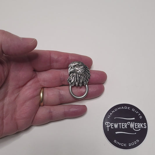 Handmade Pewter Eyeglass / ID Badge Holder Pin 'Eagle' Gift Bag Included.