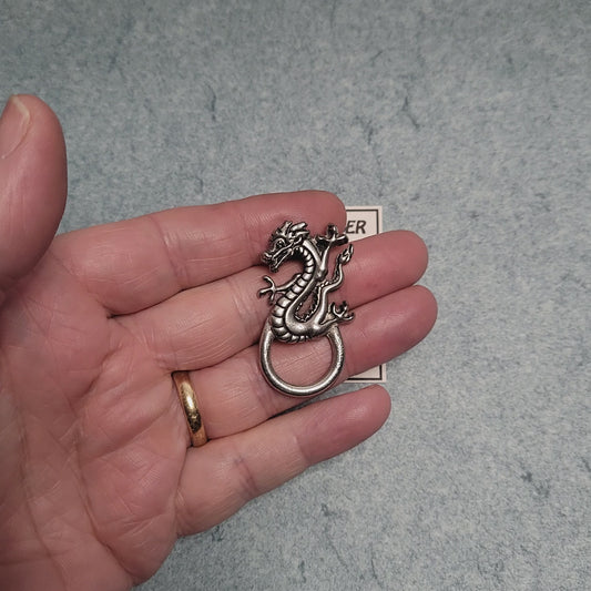 Handmade Pewter Eyeglass / ID Badge Holder Pin 'Magic Dragon' Gift Bag Included.