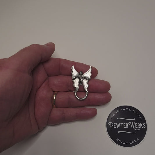 Handmade Pewter Eyeglass / ID Badge Holder Pin 'Butterfly' Gift Bag Included.