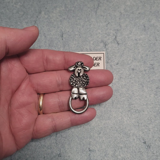 Handmade Pewter Eyeglass / ID Badge Holder Pin 'Little Lamb' Gift Bag Included.