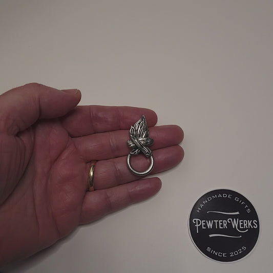 Handmade Pewter Eyeglass / ID Badge Holder Pin 'Campfire' Gift Bag Included.