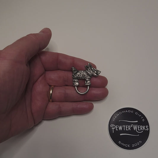 Handmade Pewter Eyeglass / ID Badge Holder Pin 'Dog a Scottie' Gift Bag Included.
